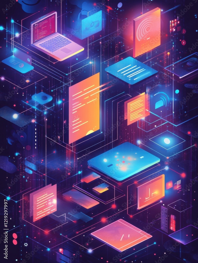 Poster network access abstract concept vector illustration set. global web connection, vpn access, ad block