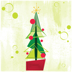 Mid-Century Modern Christmas Tree with Geometric Design