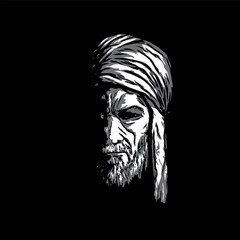 arabian oldman face silhouette