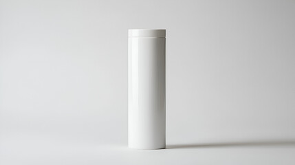 Sleek white cylindrical container on a minimalist background. Perfect for product mockups or clean design projects.