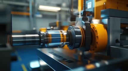 Fototapeta premium Industrial extrusion process showcasing materials being shaped in a factory environment for production