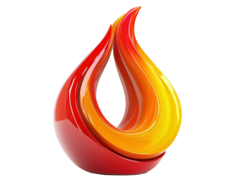 Isolated Red and Yellow Abstract Flame