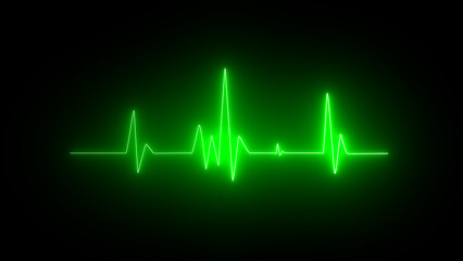 Pulse line background. Neon Heartbeat line on black background. Pulse Rate, illustration.