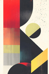 Abstract geometric art; colorful shapes, textured background; modern design; website banner