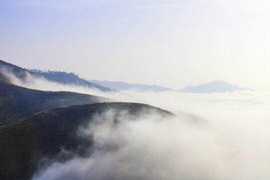 Beautiful view of Parunthumpara green mountain forest, Idukki, Kerala, India.