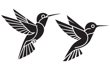 Minimalistic Bird Silhouettes in Flight: Artistic Black and White Design
