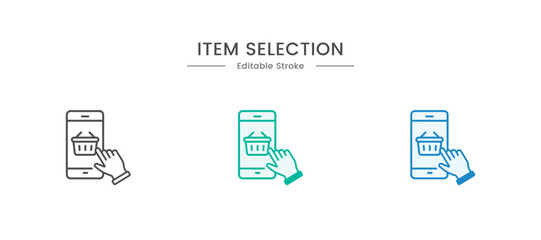 Online shopping item selection vector icon. Select product, click, inventory control, selecting, product outline icon. 