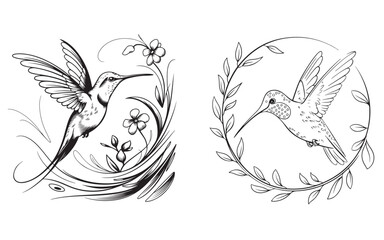 Minimalistic Bird Silhouettes in Flight: Artistic Black and White Design