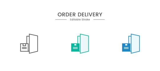 Order Delivery service icon set. Containing order tracking, delivery home, warehouse, courier icons. Solid icons vector collection.