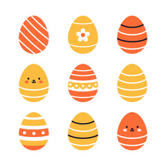 Vector set of vibrant easter eggs with abstract patterns and decorative designs. A festive easter eggs collection of colorful elements for holiday-themed designs.
