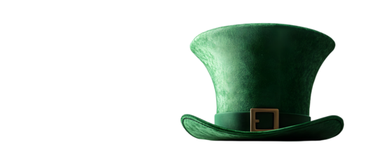 A leprechaun hat for St Patrick s Day An Irish green hat set against a white background. with copy space image. Place for adding text or design