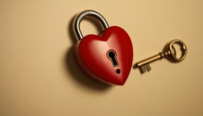 Heart-shaped lock and key symbolize love and connection in a timeless moment. Generative AI