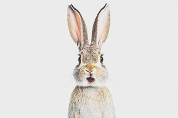Fototapeta premium Wide-eyed, open-mouthed surprised rabbit