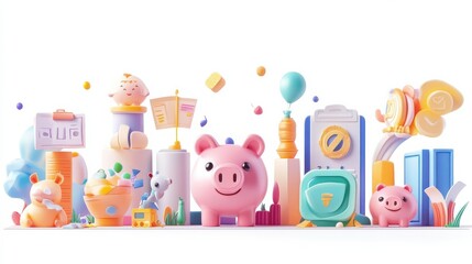 Naklejka premium Money management abstract concept vector illustration set. Financial adviser, budget planning, family benefit, investment, financial plan, tax strategy, piggy bank, child payment abstract metaphor.