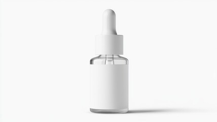 Essential serum dropper bottle studio setting product photography minimalist environment close-up view skincare concept, on white background