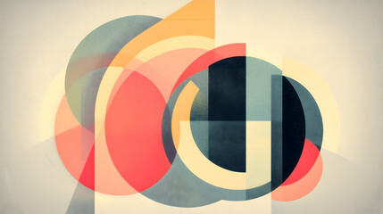 Obraz premium Abstract geometric shapes, pastel colors, overlapping circles and squares, vintage background, ideal for website design