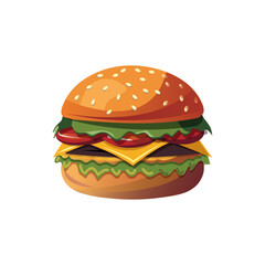 a vibrant and stylized vector illustration of a cheesburger