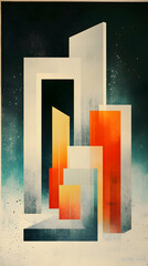 Abstract geometric shapes, urban landscape, night scene, design element