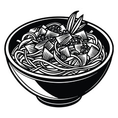 pasta outline coloring book page line art drawing,Noodle Japanese Restaurant