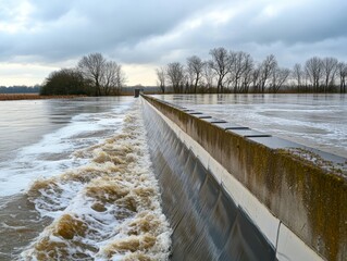 Stylish flood barrier in gray blue white colors