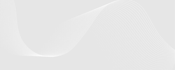 Abstract white wave dynamic curve lines on gray background. Energy technology concept modern backdrop design for business, presentation, banner.