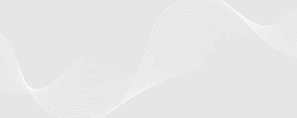 Abstract white wave dynamic curve lines on gray background. Energy technology concept modern backdrop design for business, presentation, banner.