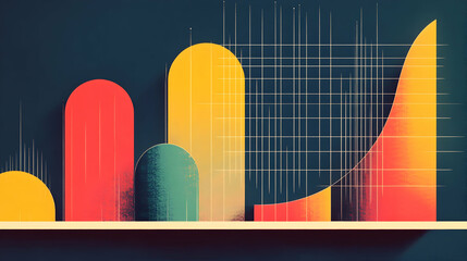 Abstract growth chart, financial success, upward trend, background grid, business data visualization