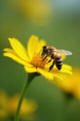 Hummel sammelt Nektar aus einer bl?henden Mohnblume, bees in bloom, yellow blooms