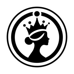 graceful queen with crown simple vector logo