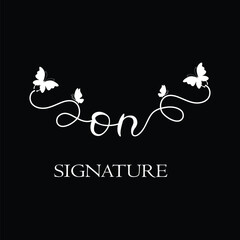 ON Handwritten initial letter, ON simple signature vector logo with butterfly shape variation, beauty, photography letter logo design. O N