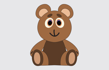 Hand drawn bear cute cartoon illustration on white background
