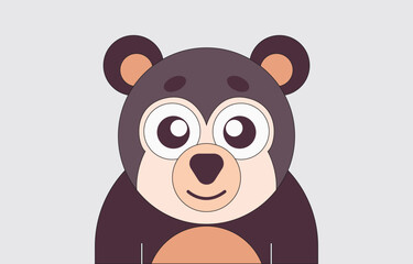 Hand drawn bear cute cartoon illustration on white background
