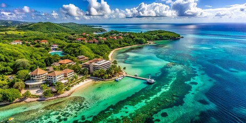 Roatan Island Bay Ocean View Hotel: Breathtaking 5K Aerial Panorama