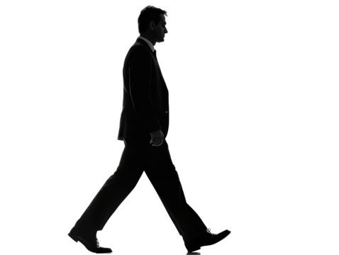 Isolated Silhouette of a Businessman Walking