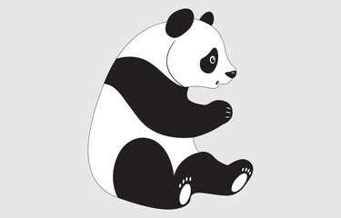 Hand drawn panda cute cartoon illustration on white background
