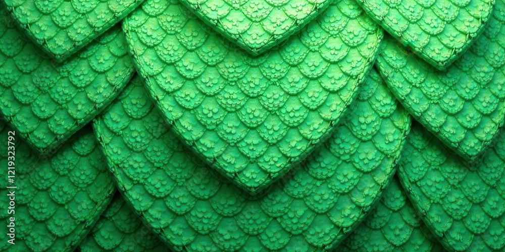 Aufkleber Emerald Green Scaled Texture An Abstract Pattern of Overlapping, Textured Scales Showing a Repeating Design Ideal for Backgrounds or Decorative Purposes