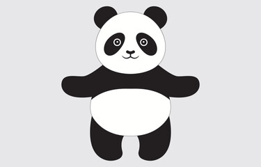 Hand drawn panda cute cartoon illustration on white background
