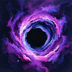 Cosmic Vortex: Swirling Purple Galaxy in Deep Space