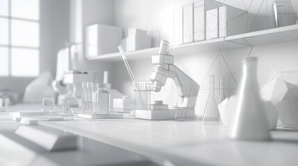 Medicine low poly wireframe banner template. Polygonal medical laboratory analysis, scientific lab testing