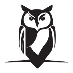 Stylish black and white vector owl graphic design.