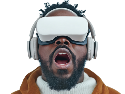 Isolated Man Wearing VR Headset - Powered by Adobe