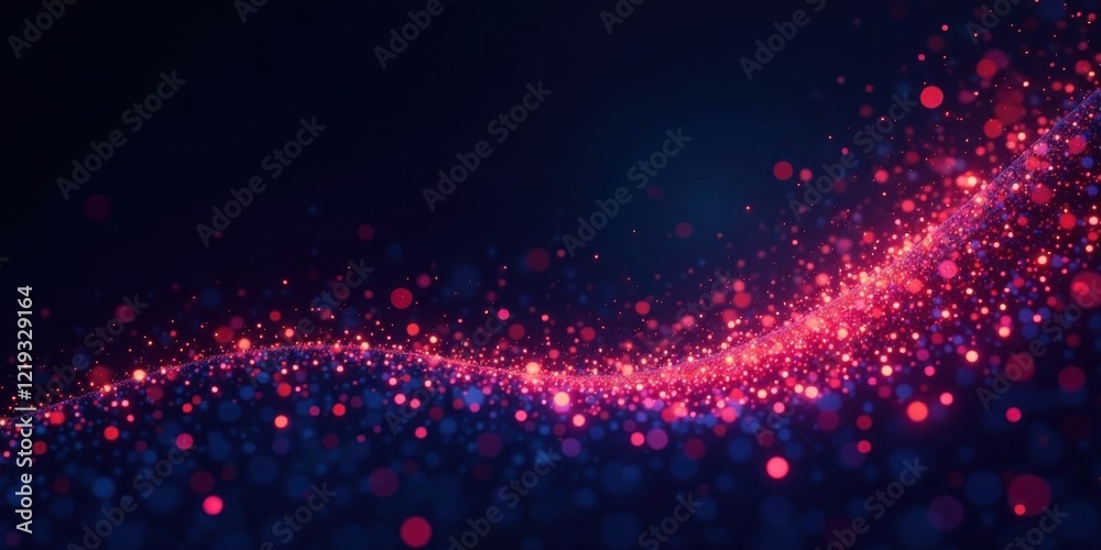 Aufkleber Abstract Glowing Particle Wave Background Featuring Vivid Red and Blue Hues