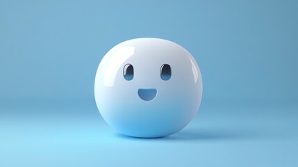 Fototapeta premium Happy Smiling 3D Emoji Character on Light Blue Background