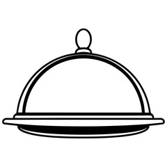Elegant Serving Tray Line Art Illustrations