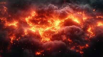 Fototapeta premium Fiery cloud, cosmic explosion, space, energy, background, VFX