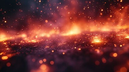Fiery Embers Ground, Sparks, Night, Background, VFX