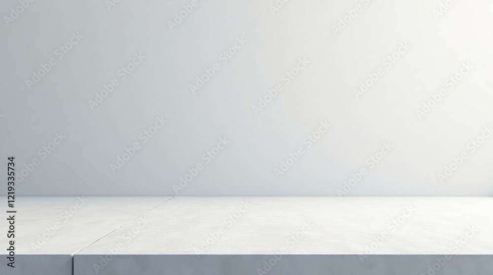 Poster Clean Minimalist Studio Setting with a Smooth Concrete Surface and a Bright White Wall Ideal for Product Display or Composition Background