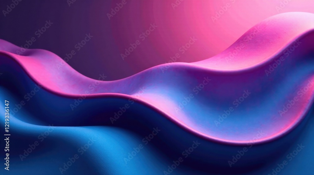 Poster abstract swirling gradient of vivid blue and pink hues, evoking sensations of movement and depth
