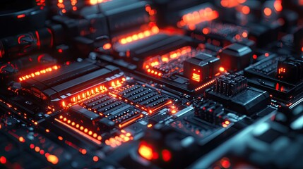 Fototapeta premium A corridor in a modern data center, lined with sleek server racks on either side.