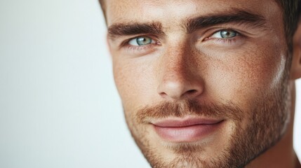 Obraz premium Handsome male model showing perfect skin and light eyes